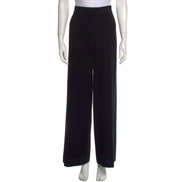 NWOT NEIMAN MARCUS Wide-Leg Pants 3X Straight Cut Pull On Lounge Black Cashmere - Picture 2 of 12